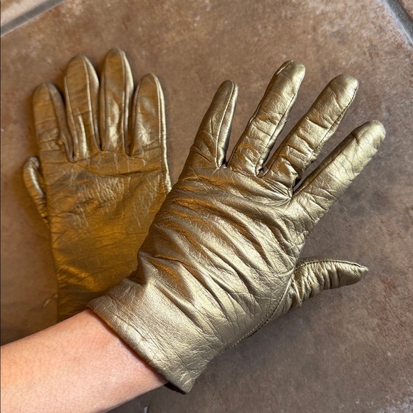 Vintage Accessories - Metallic Bronze Leather Gloves – Genuine Leather